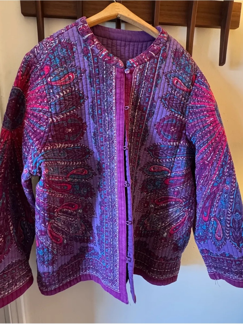 Women’s Vintage Plus Size Soft Quilted Paisley Jacket with loop buttons